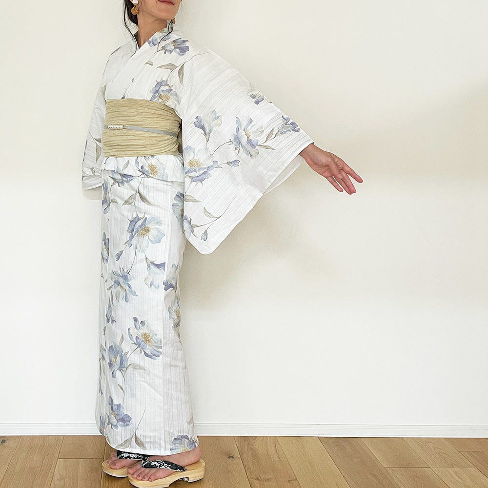 夏着物 正絹 絽“幻想的な吹雪も大人のコスモスも舞い踊る”訪問着 J-11 夏着物 正絹 絽“幻想的な吹雪も大人のコスモスも舞い踊る”訪問