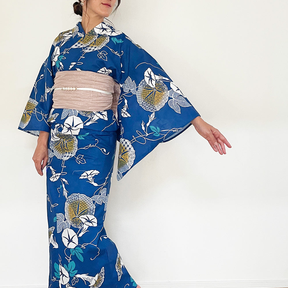 浴衣 レディース 朝顔 青紺 – 日本のモノと踊りnakaya