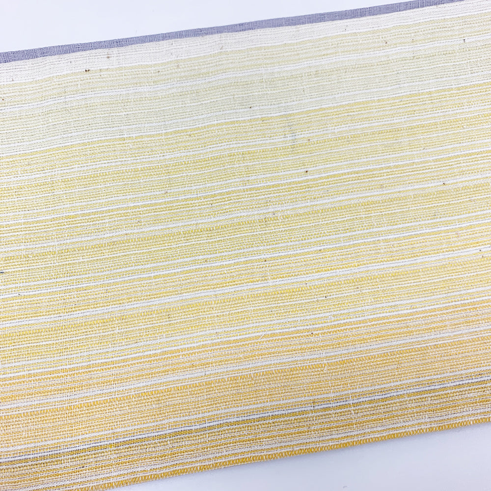綿麻の半幅帯【ストライプ-白黄】 – 日本のモノと踊りnakaya