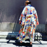 キモノガウン【ReCHIKA -リチカ-】紺に四季の花 KIMONO Gown