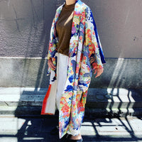 キモノガウン【ReCHIKA -リチカ-】紺に四季の花 KIMONO Gown