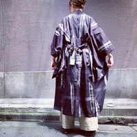 キモノガウン【ReCHIKA -リチカ-】<単衣>紬・焦茶地に矢絣 KIMONO Gown