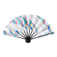 【舞扇子】黒塗骨-レインボーホロ箔　Fan for Japanese dance　白川-1405